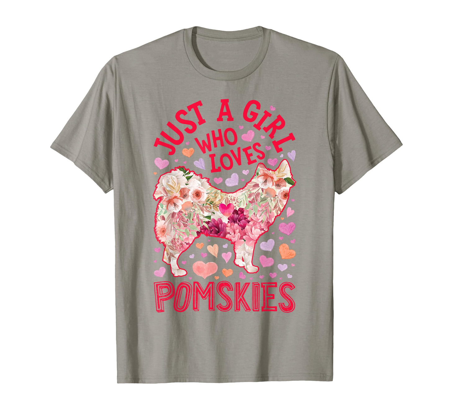 Pomsky Just A Girl Who Loves Pomskies Dog Flower Cute Floral T-Shirt