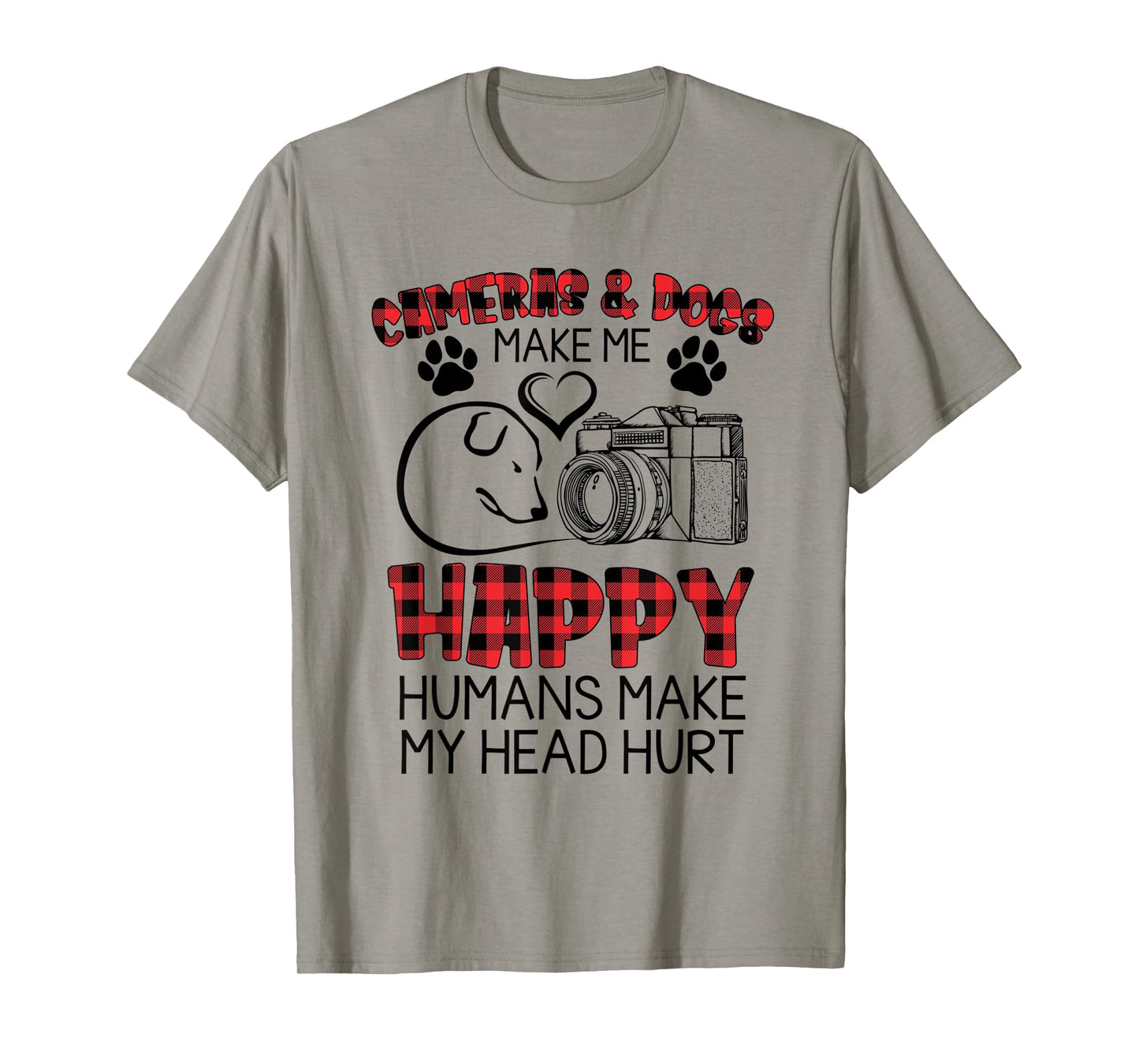 Cameras And Dogs Make Me Happy Funny Photographers Shirt