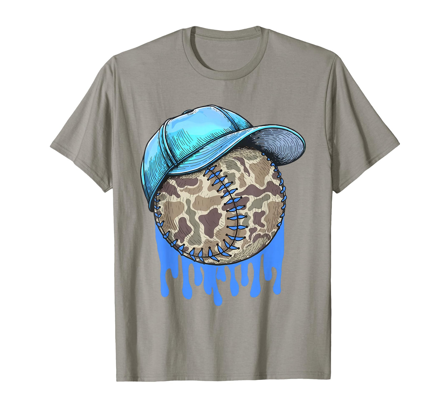 Baseball Drip for Boys Ice Cream Dripping Boys Baseball Camo T-Shirt