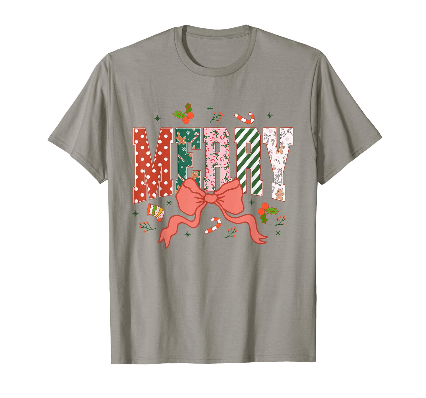Coquette Merry Christmas Xmas Merry and Bright Family Womens T-Shirt