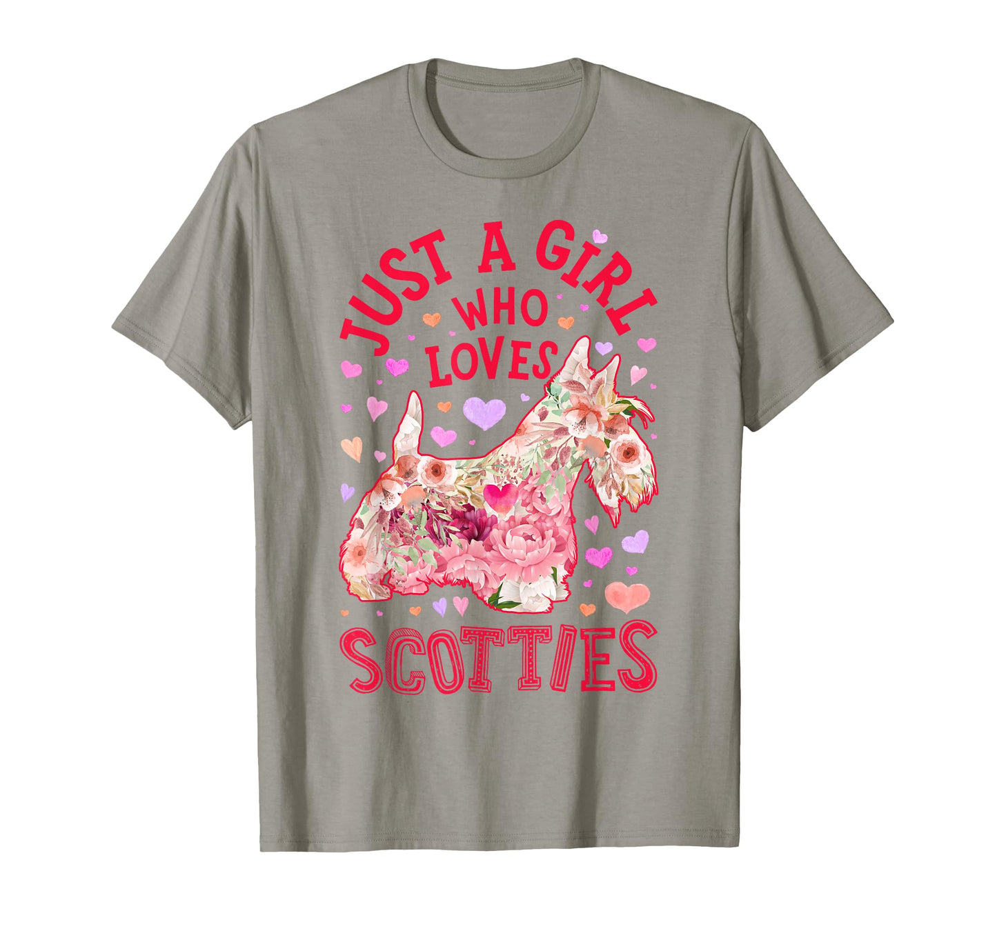 Scottie Scottish Terrier Just A Girl Who Loves Dog Flower T-Shirt