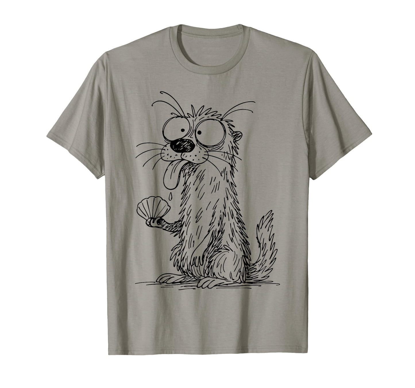 Sea Otter Abstract Art Portrait Drawing Whimsical Funny T-Shirt