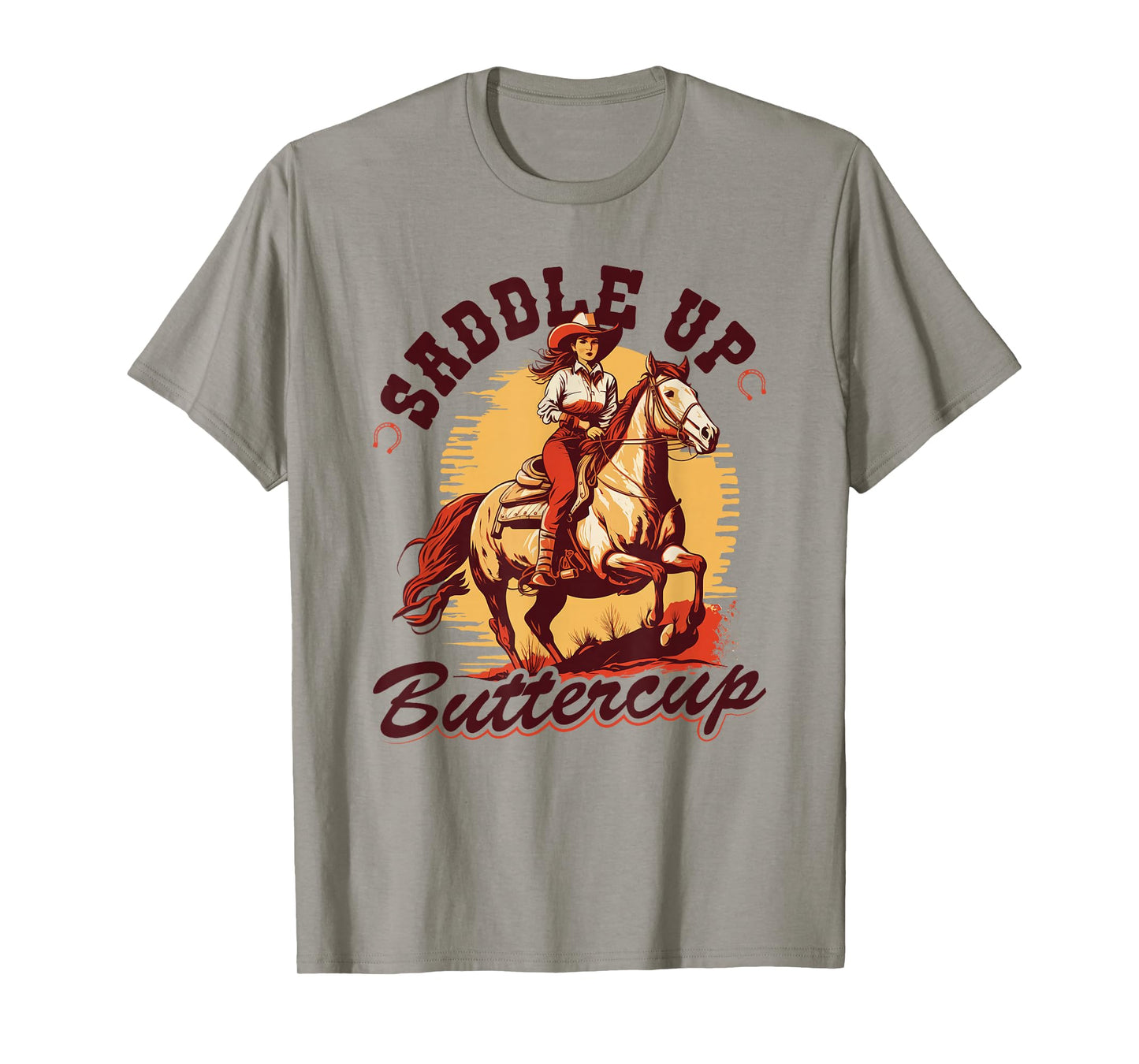 Country Saddle Up Buttercup, Bronc Horse Riding Cowgirl T-Shirt