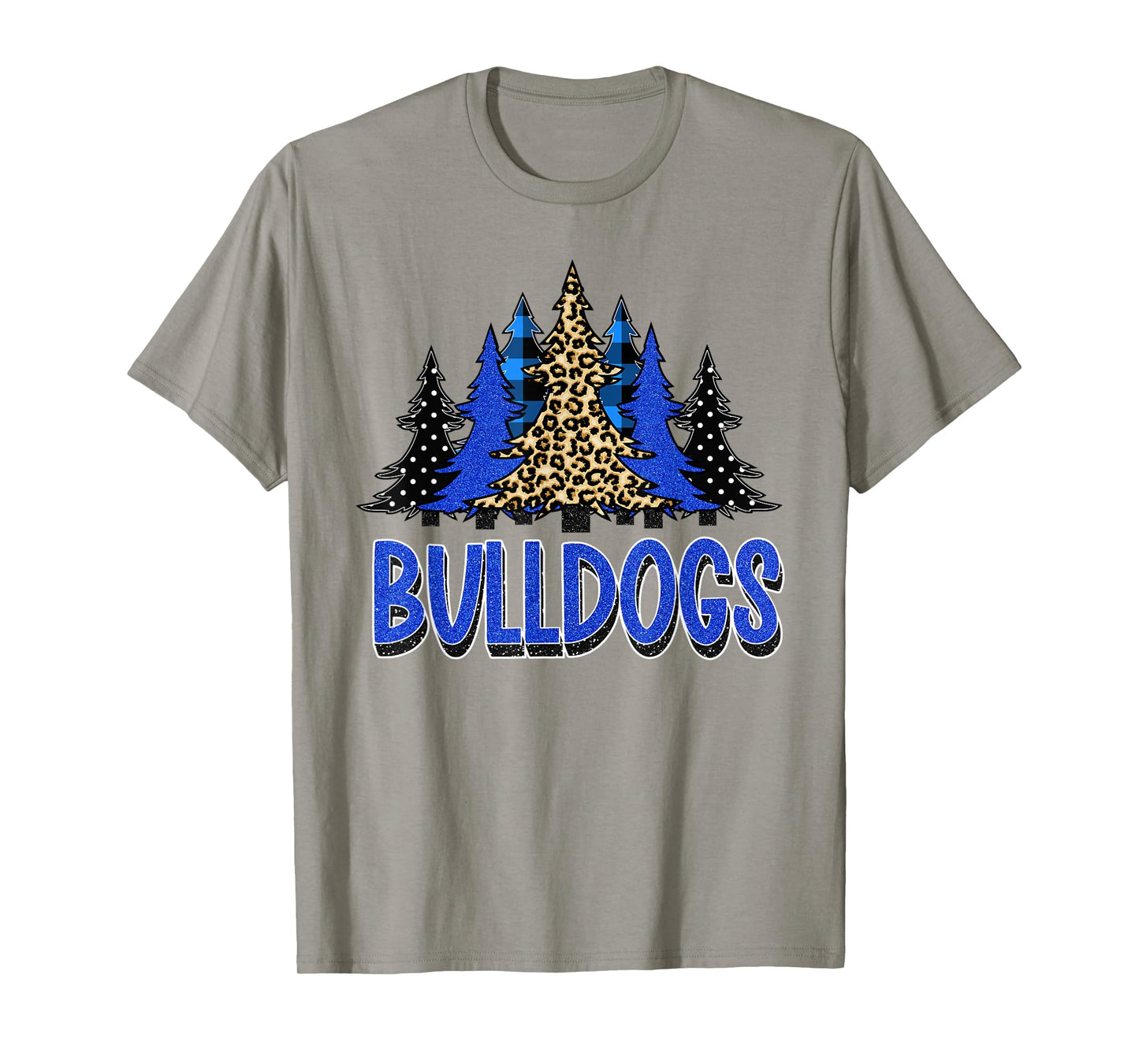 Bulldogs Christmas School Spirit Blue Black White T-Shirt