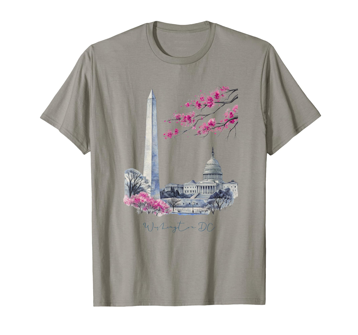 Washington DC Landmarks Cherry Blossoms Art T-Shirt