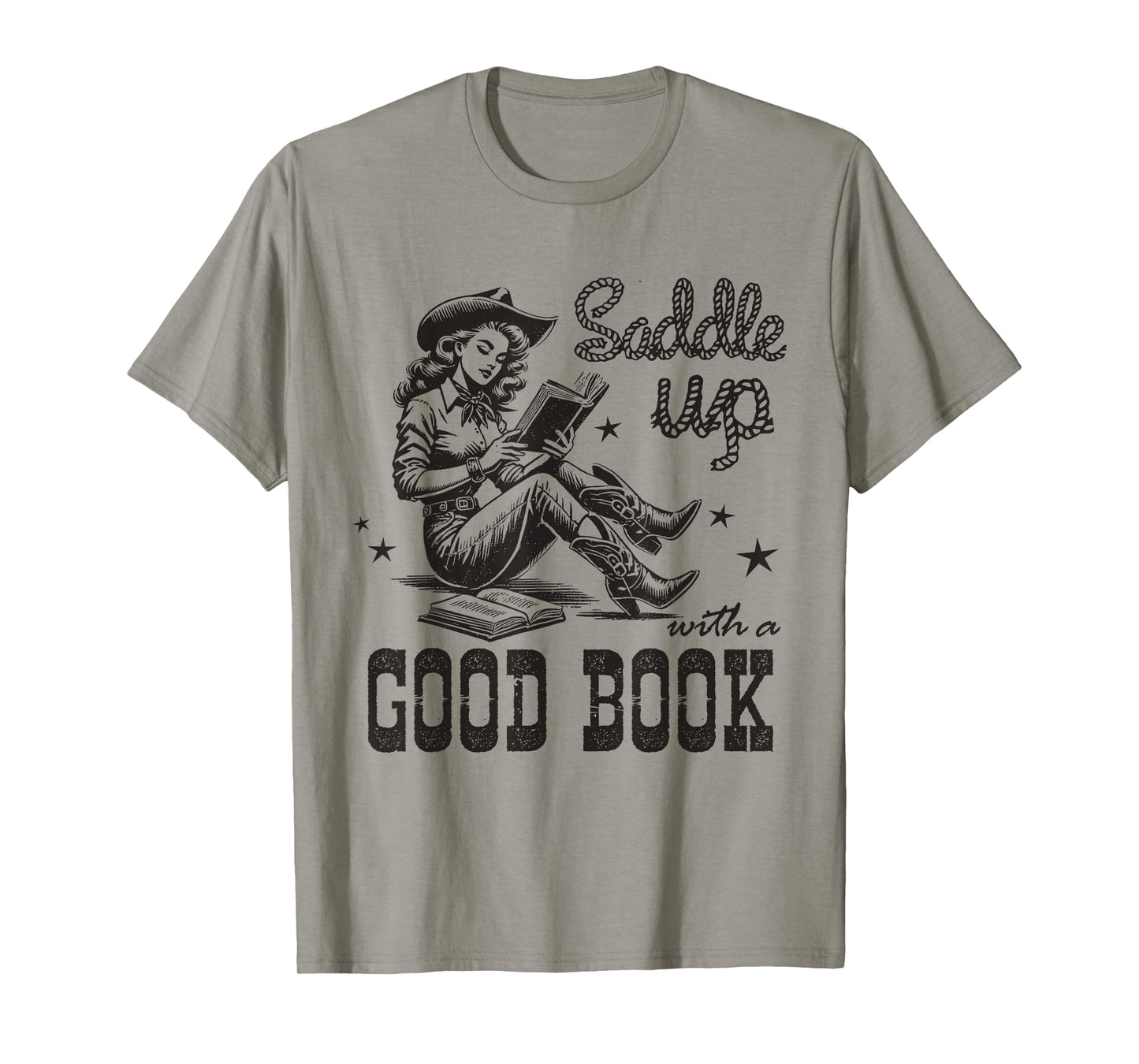 Retro Cowgirl ReadingTee Saddle Up With A Good Book Western T-Shirt