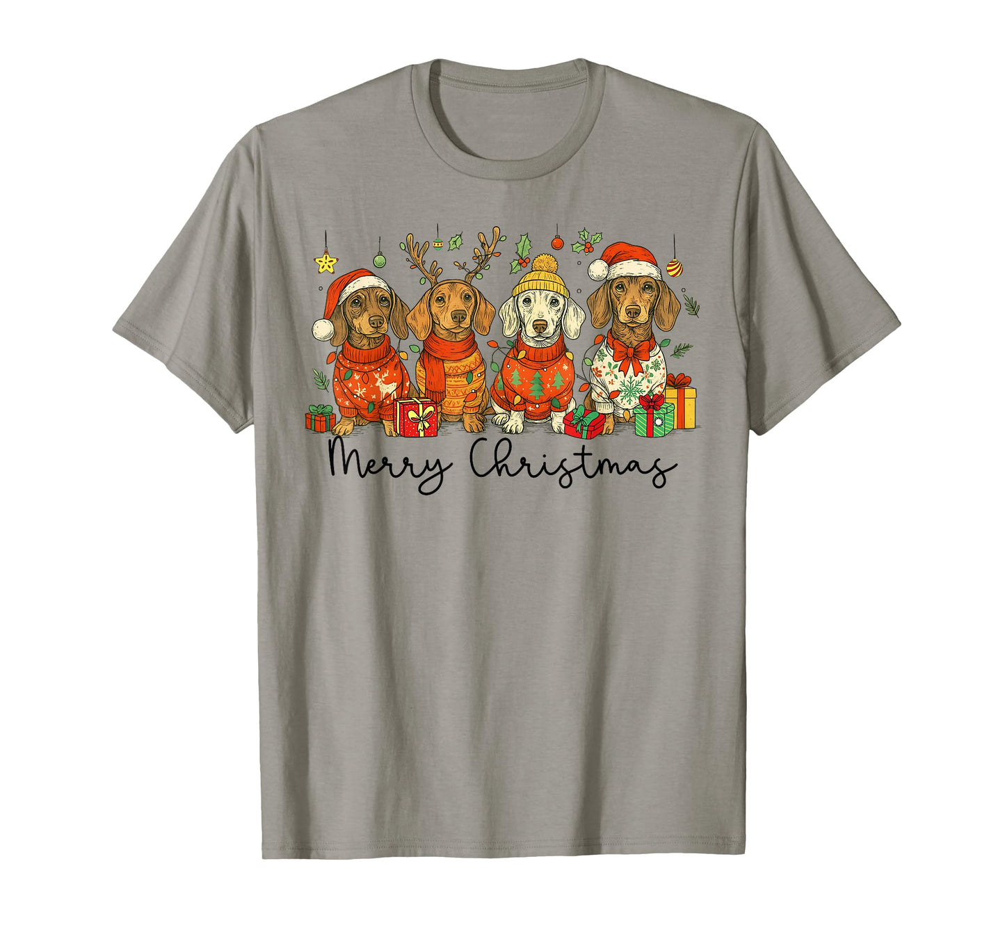 Merry Christmas Funny Dachshund Weenie Dog Lover Cute T-Shirt