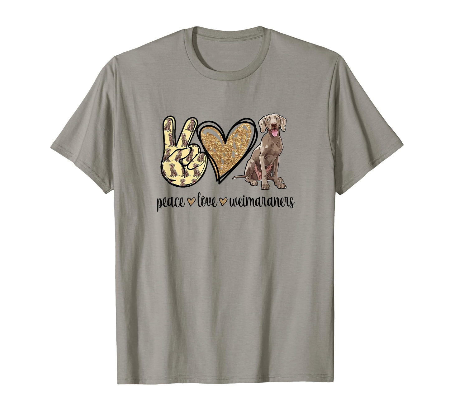 Womens Girls Owners Cute Peace Love Weimaraner Lover T-Shirt