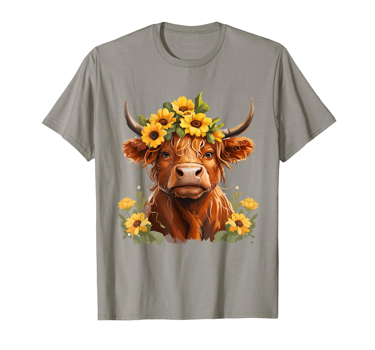 Scottish Highland Cow Sunflower Heifer Country Farmer Girls T-Shirt