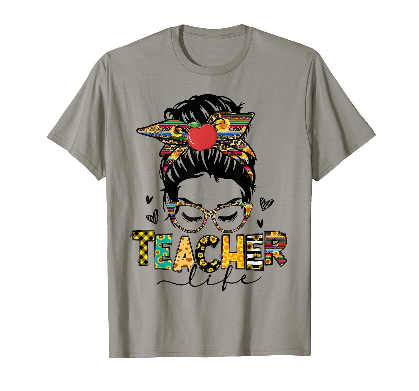 Teacher Life Messy Bun Hair Teacher Back To School T-Shirt