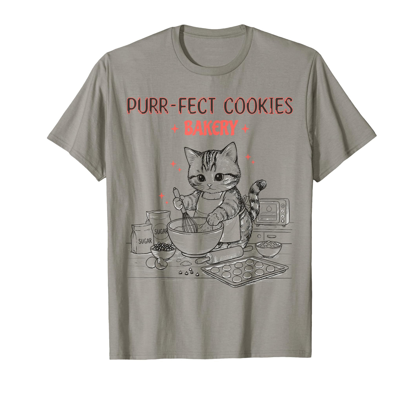Funny Cat Baking Cookies Purrfect Kitchen Chef T-Shirt