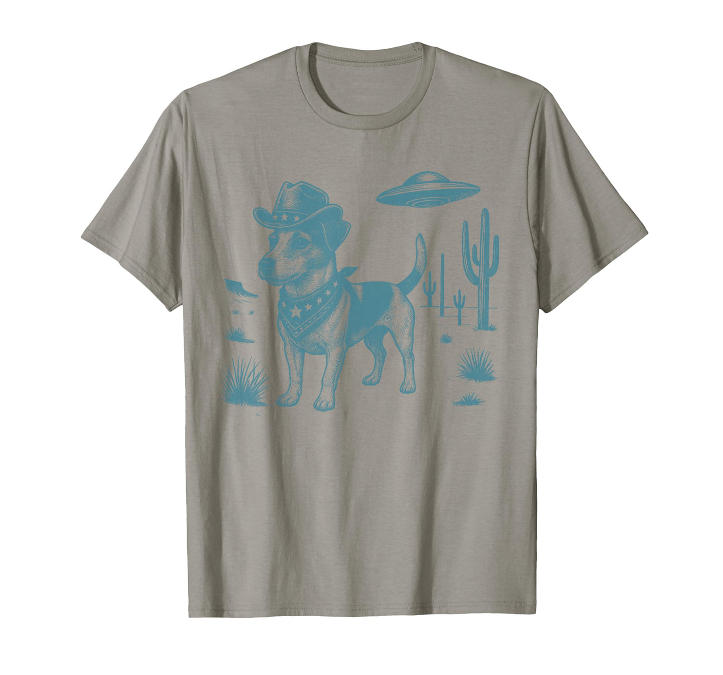 Jack Russell Cowboy Vintage UFO Western Country Dog Lovers T-Shirt