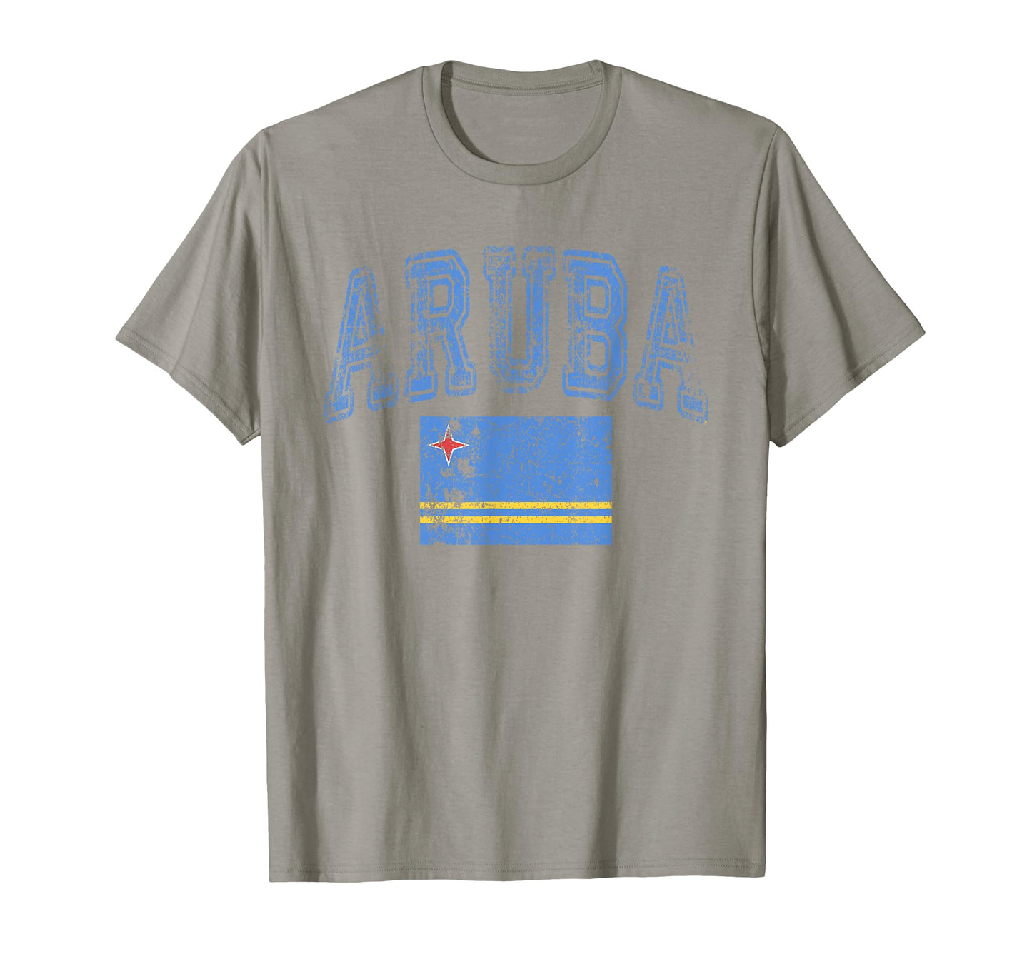 Threadrock Vintage Retro Faded Aruba Flag T-Shirt - White, Small, Unisex-Adults - Short Sleeve, Crew Neck, Polyester 100%