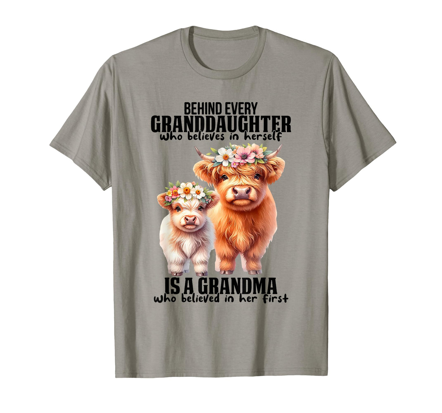 Behind Every Granddaughter Grandma Family Cow T-Shirt