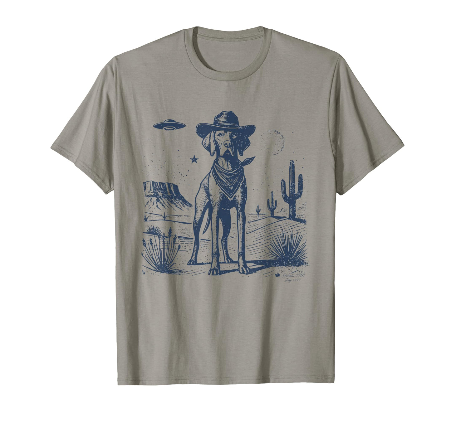 Vizsla Vintage Cowboy Hat Funny Dog Mom Retro Pet Dad T-Shirt