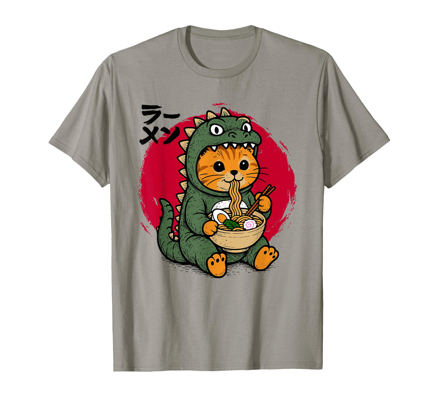 Funny Kaiju Cat Ramen Noodles Kawaii Japanese Anime Graphic T-Shirt