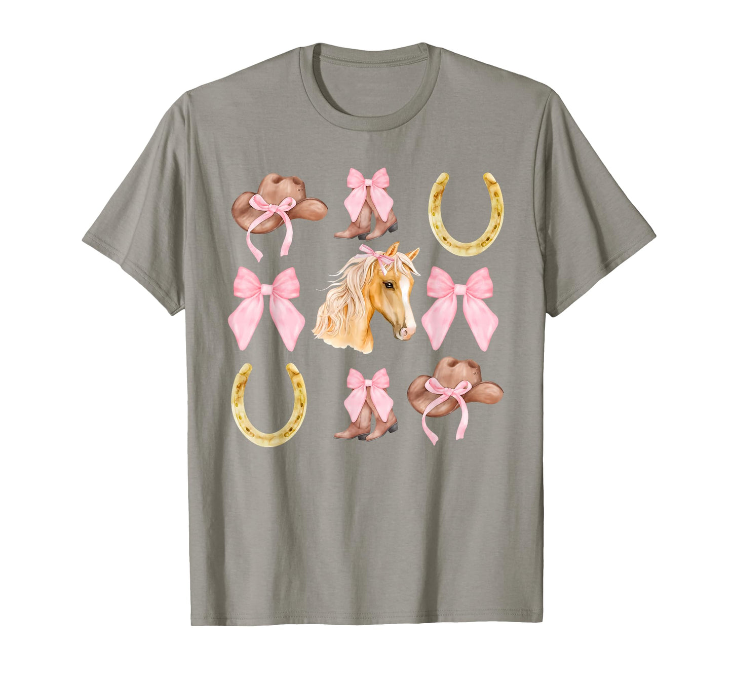 Western Girl Country Rodeo Pink Cowgirl Horse Coquette Bow T-Shirt