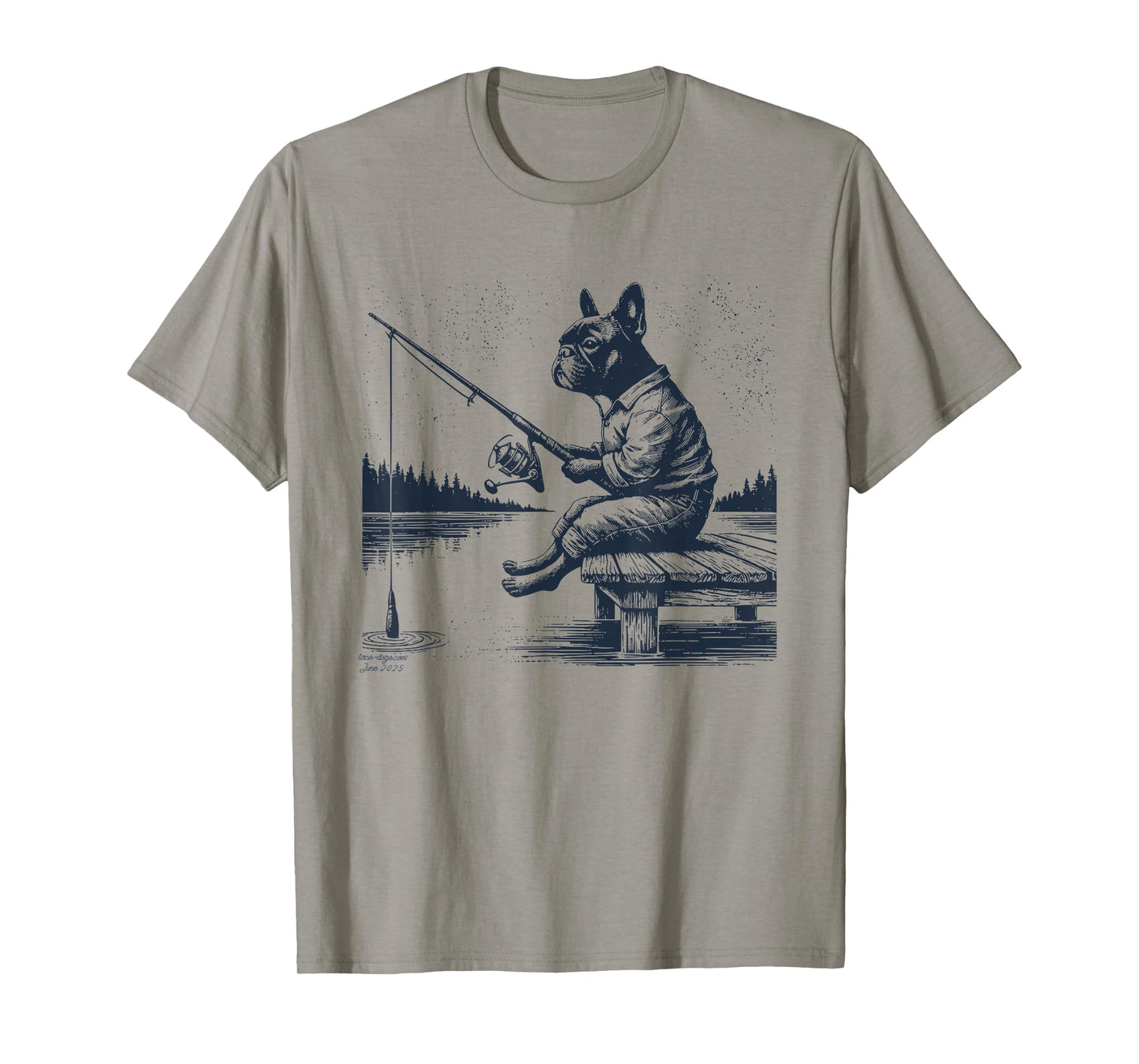 French Bulldog Frenchie Fishing Funny Fish Dog Mom Pet Dad T-Shirt