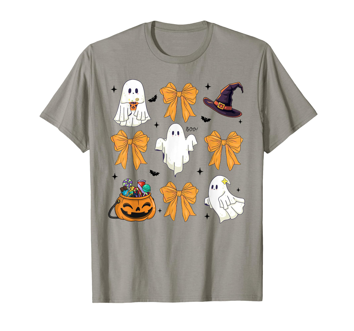 Spooky Season Cute Boo Ghost Coquette Bow Halloween Costume T-Shirt