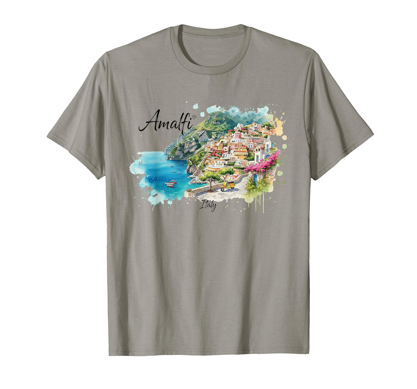 Amalfi Coast Watercolor Art Italy Travel Souvenir T-Shirt