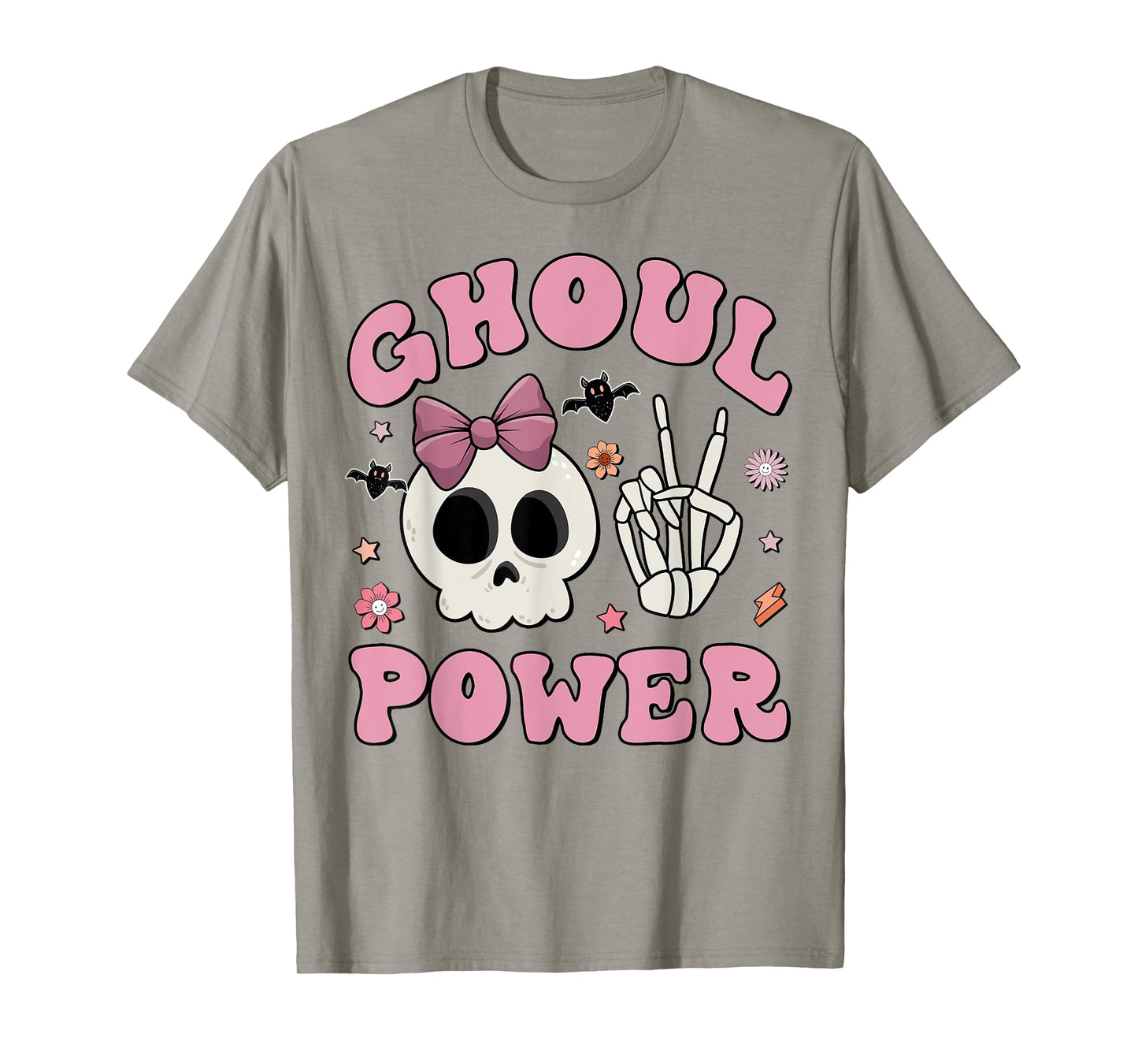 Retro Ghoul Power Halloween Girl Power Skull Toddler Kids T-Shirt