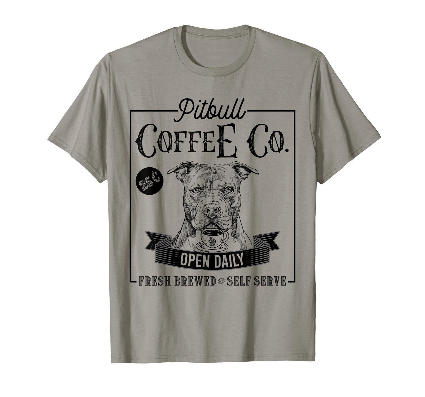 Retro Pit Bull Coffee Funny Dog Pittie Mom Coffee Lover T-Shirt