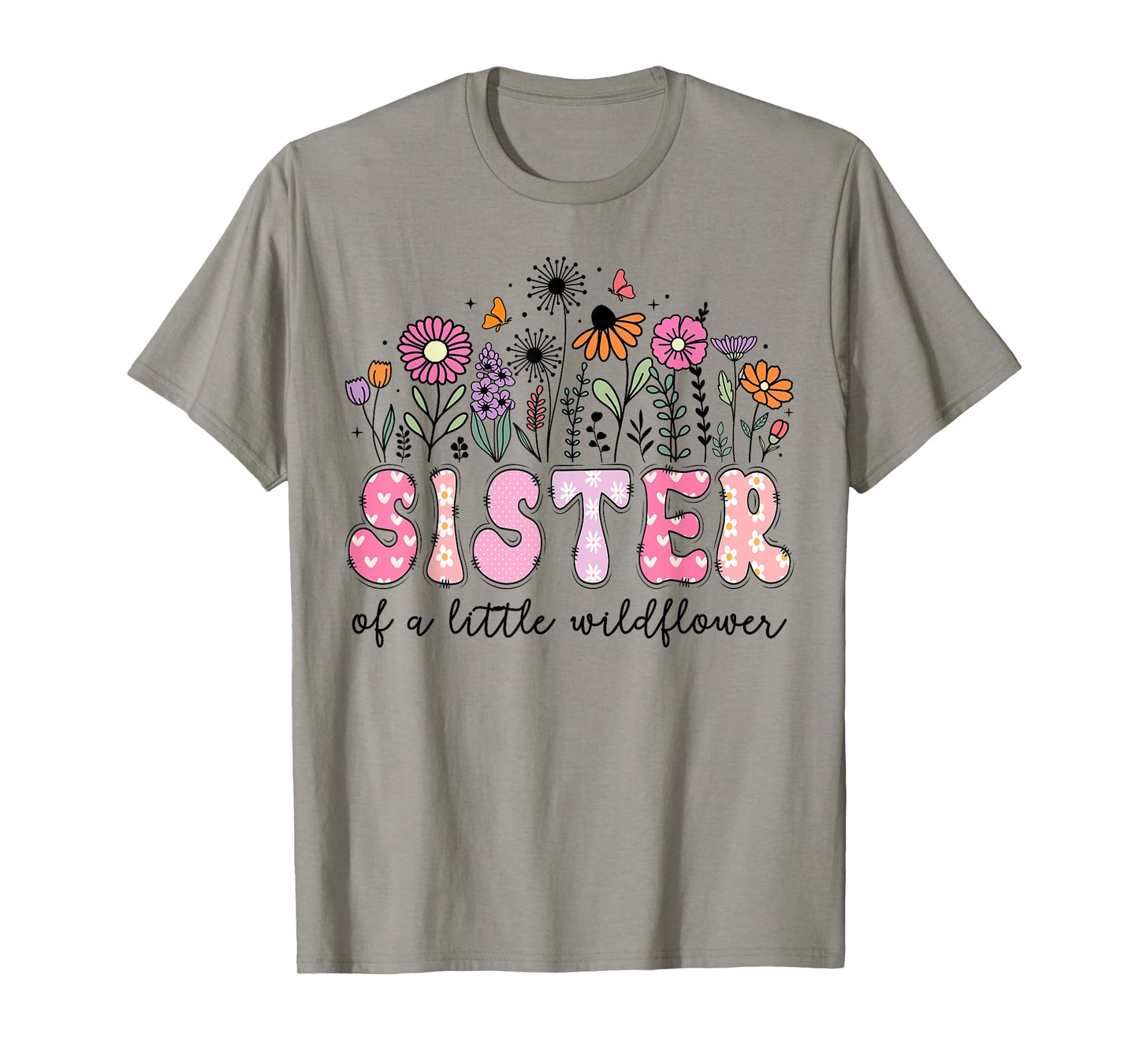 Sister Of The Little Wildflower Pink Floral Birthday Girl T-Shirt