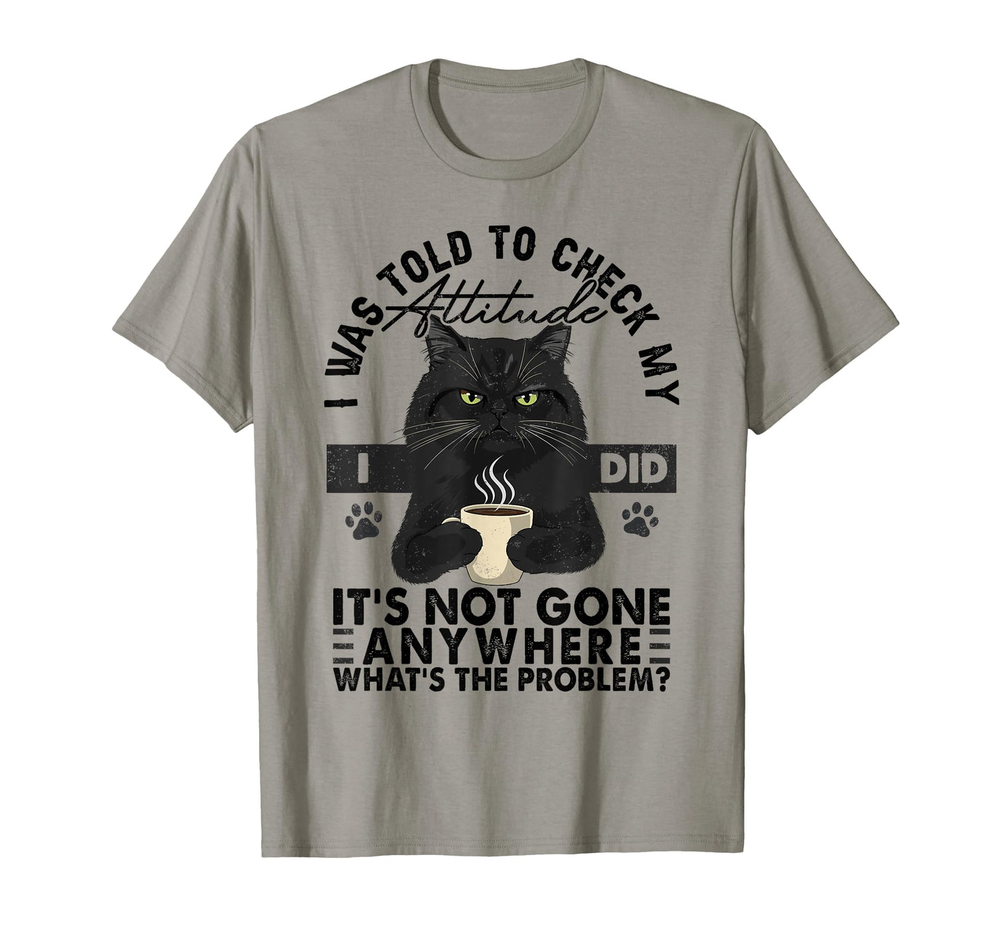 Grumpy Black Cat I Was Told To Check My Attitude Funny Cat T-Shirt