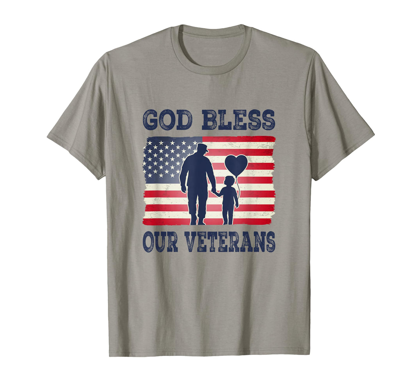 God Bless Our Veterans Soldier Dad Heart Balloon T-Shirt