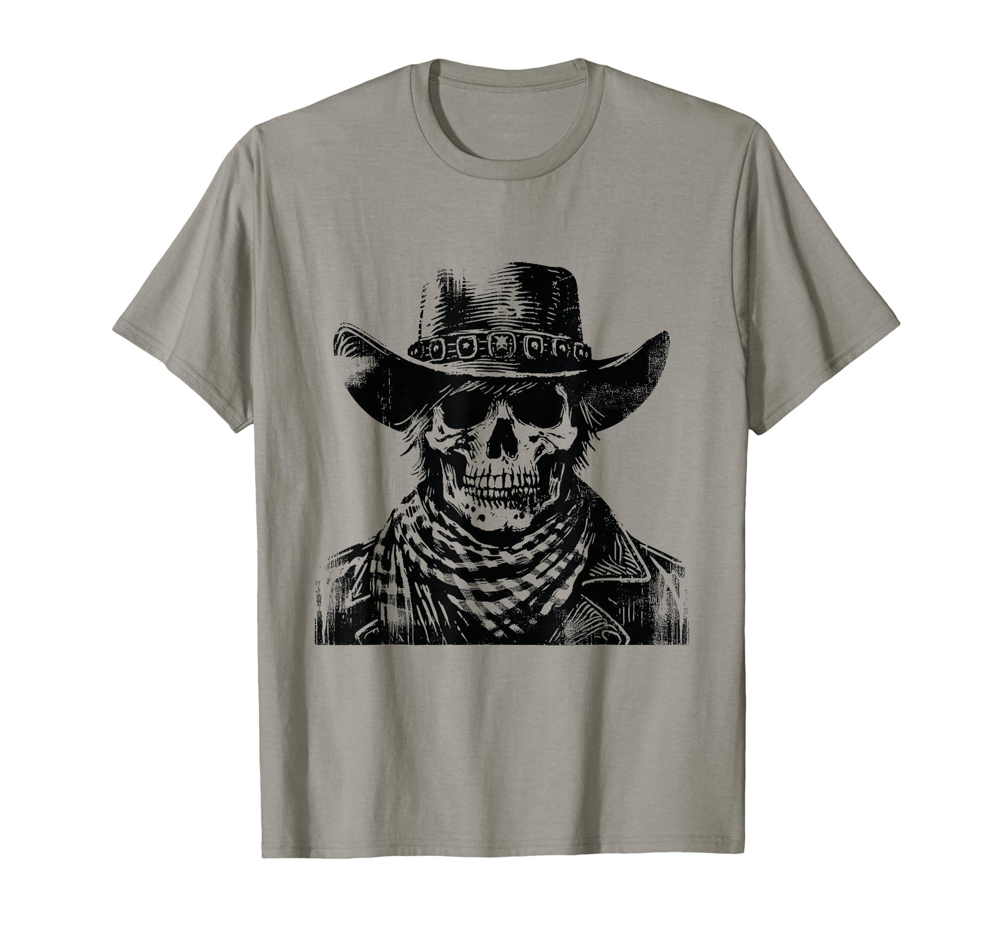 Rustic Skeleton Cowboy Western Gothic Goth Dark Aesthetic T-Shirt