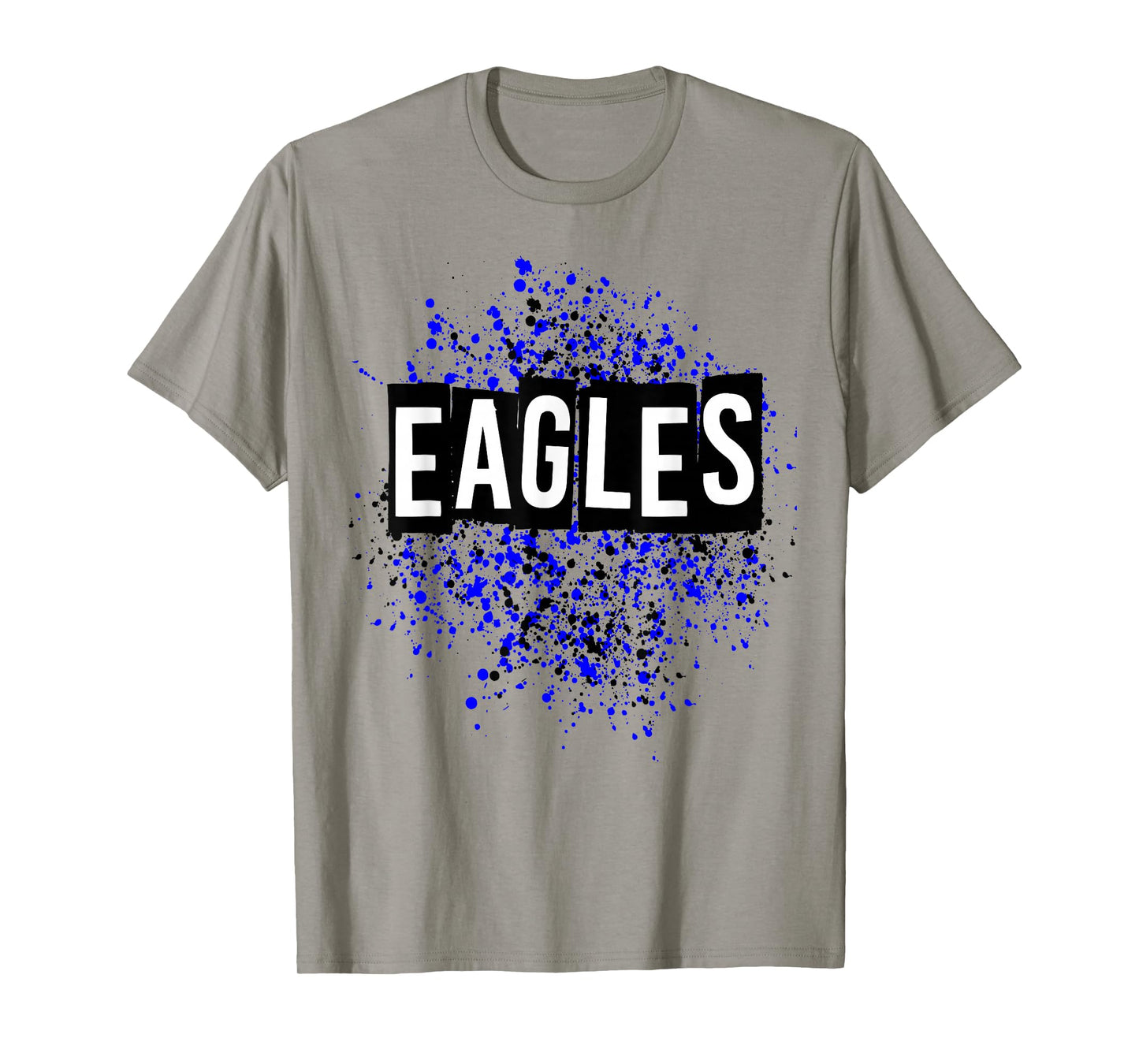 Splatter Dots Eagles School Spirit Blue Black T-Shirt