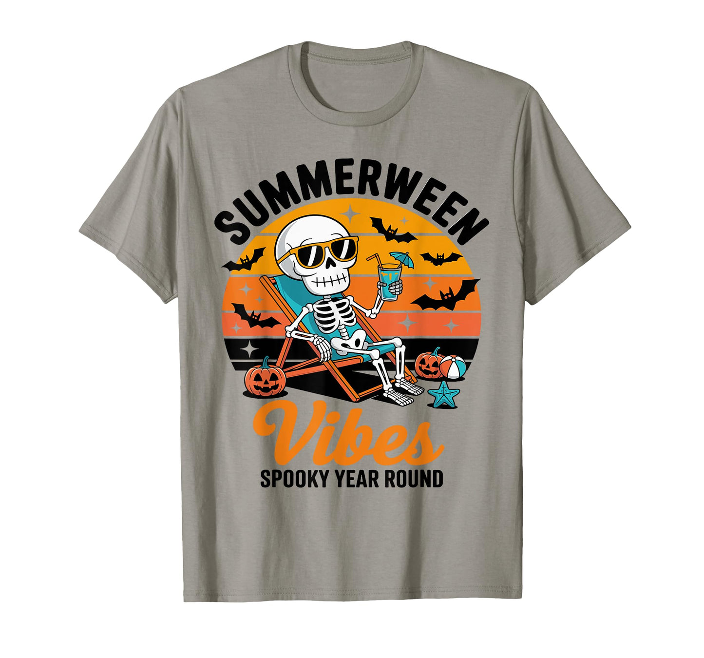 Summerween Spooky Summer summerween party Halloween Skeleton T-Shirt