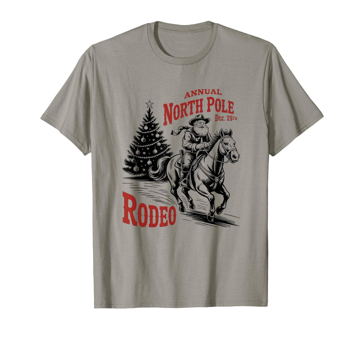 Annual North Pole Rodeo Santa Western Cowboy Christmas Retro T-Shirt