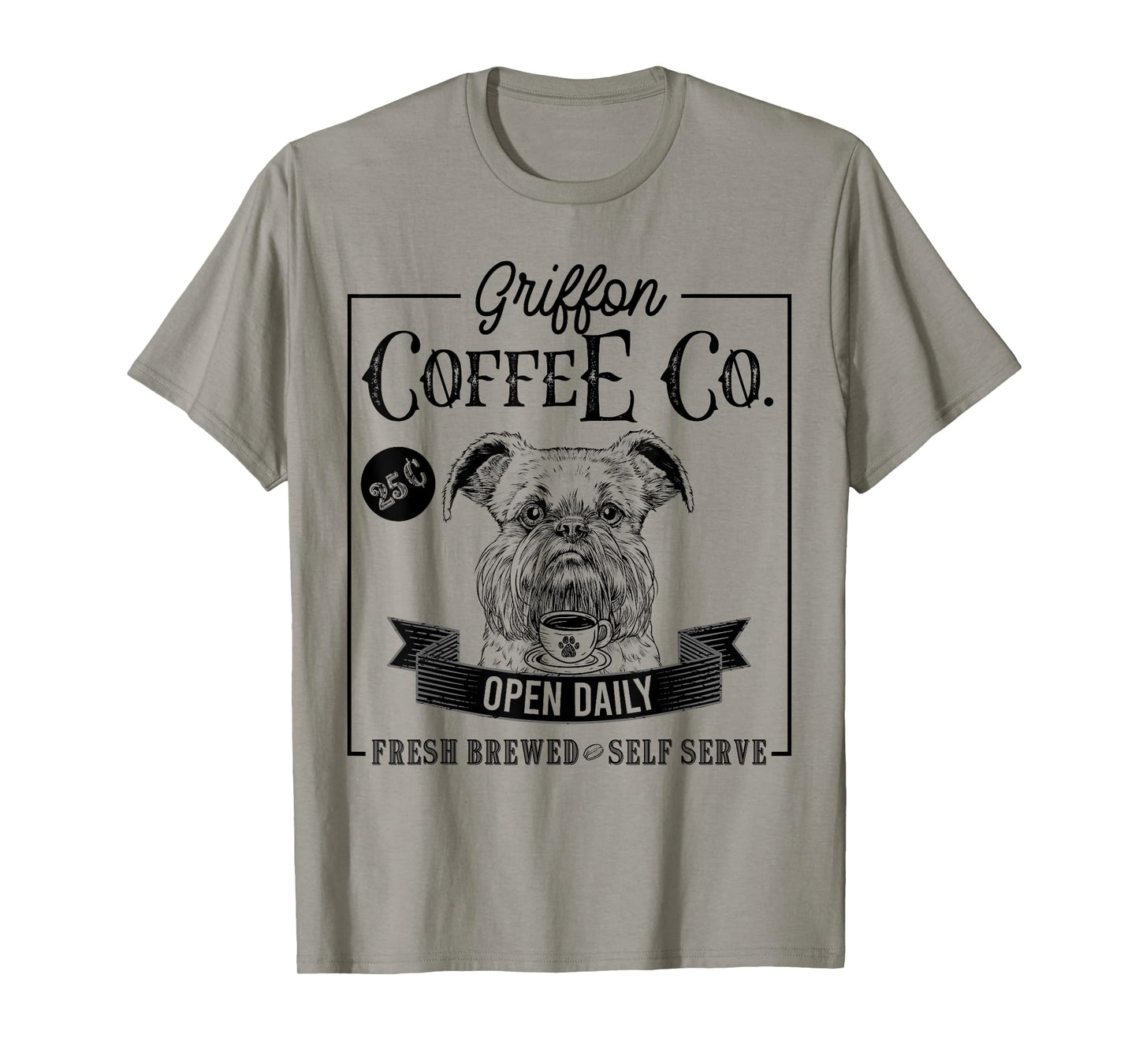 Retro Brussels Griffon Coffee Funny Dog Mom Coffee Lover T-Shirt