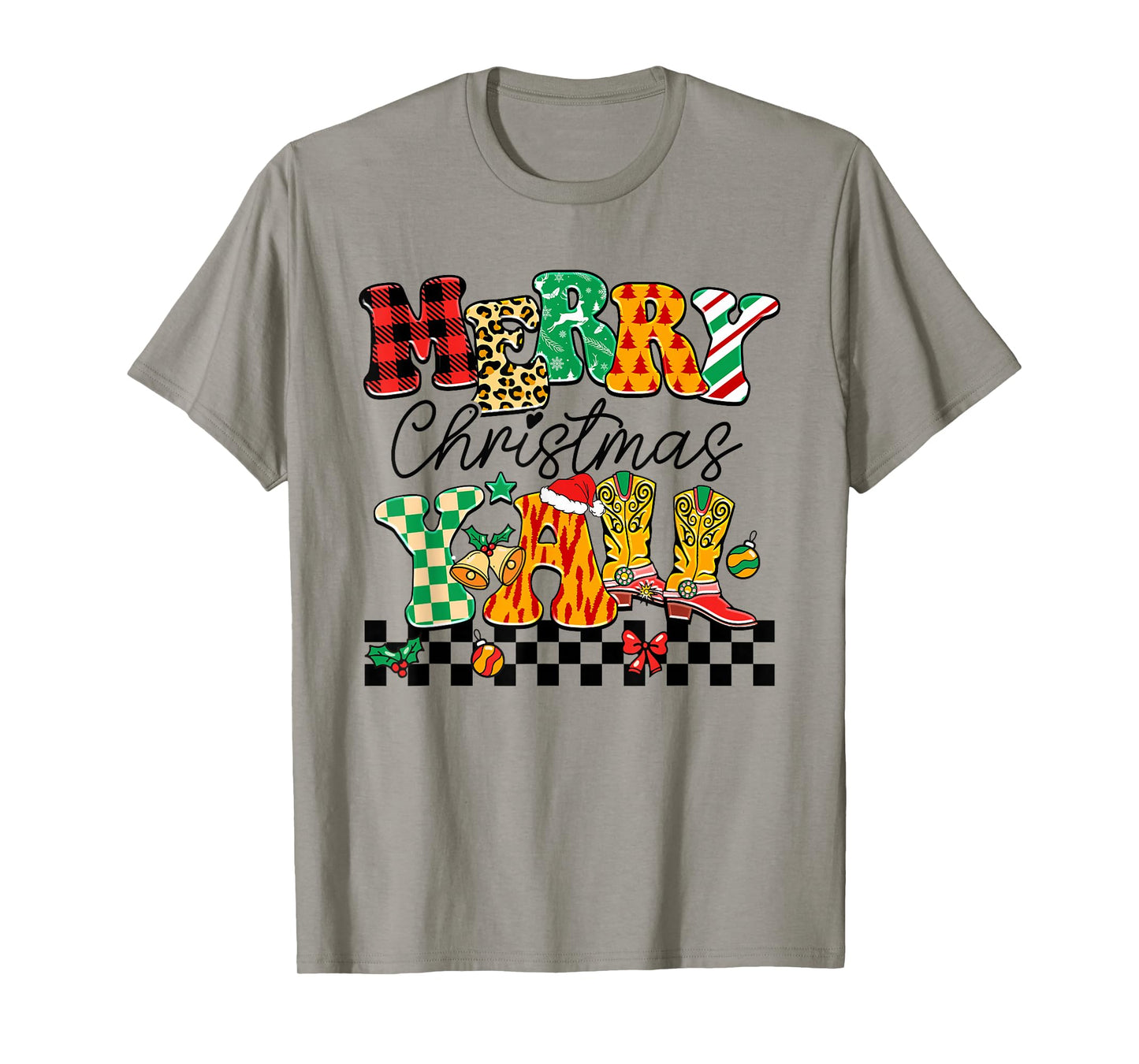 Merry Christmas Y'all Western Cowgirl Holiday Boots T-Shirt