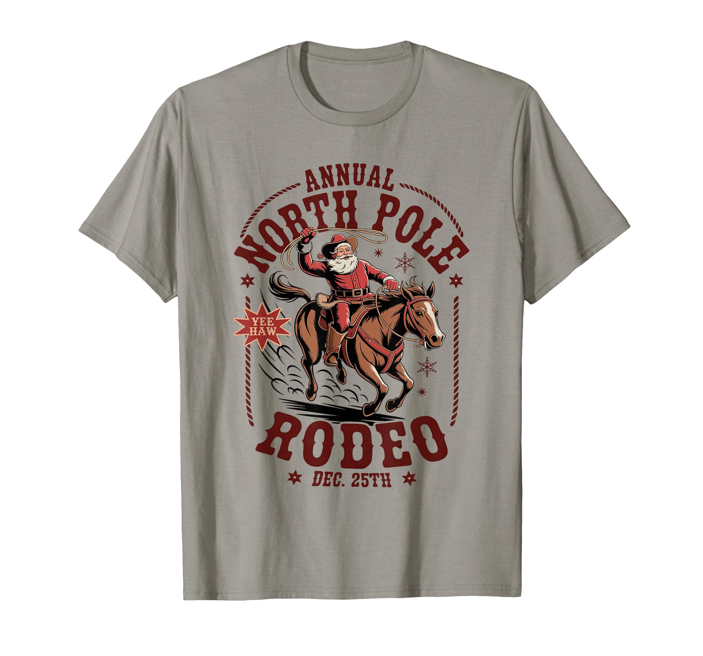 Vintage Annual North Pole Rodeo Santa Cowboy Christmas T-Shirt
