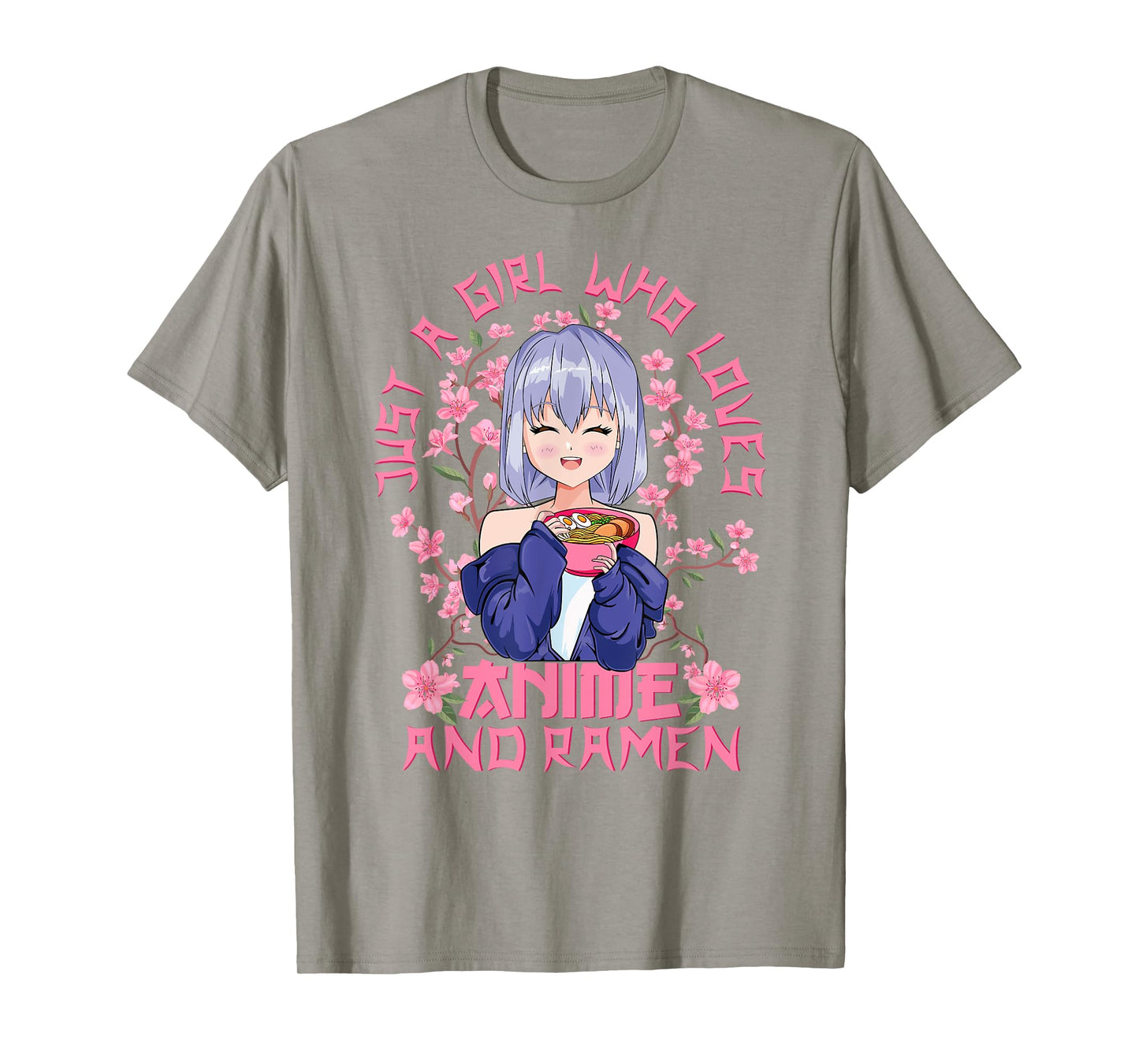 Anime and Ramen - Kitschy Sakura Japanese Cherry Blossoms T-Shirt