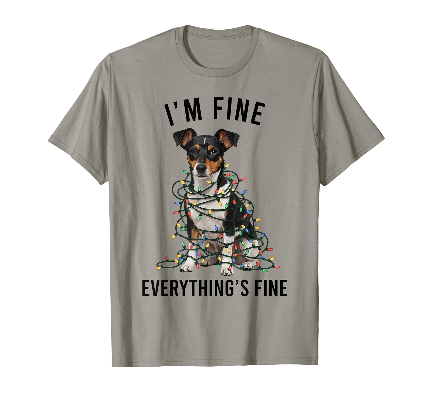 Rat Terrier Christmas I'm Fine Everything is Fine T-Shirt