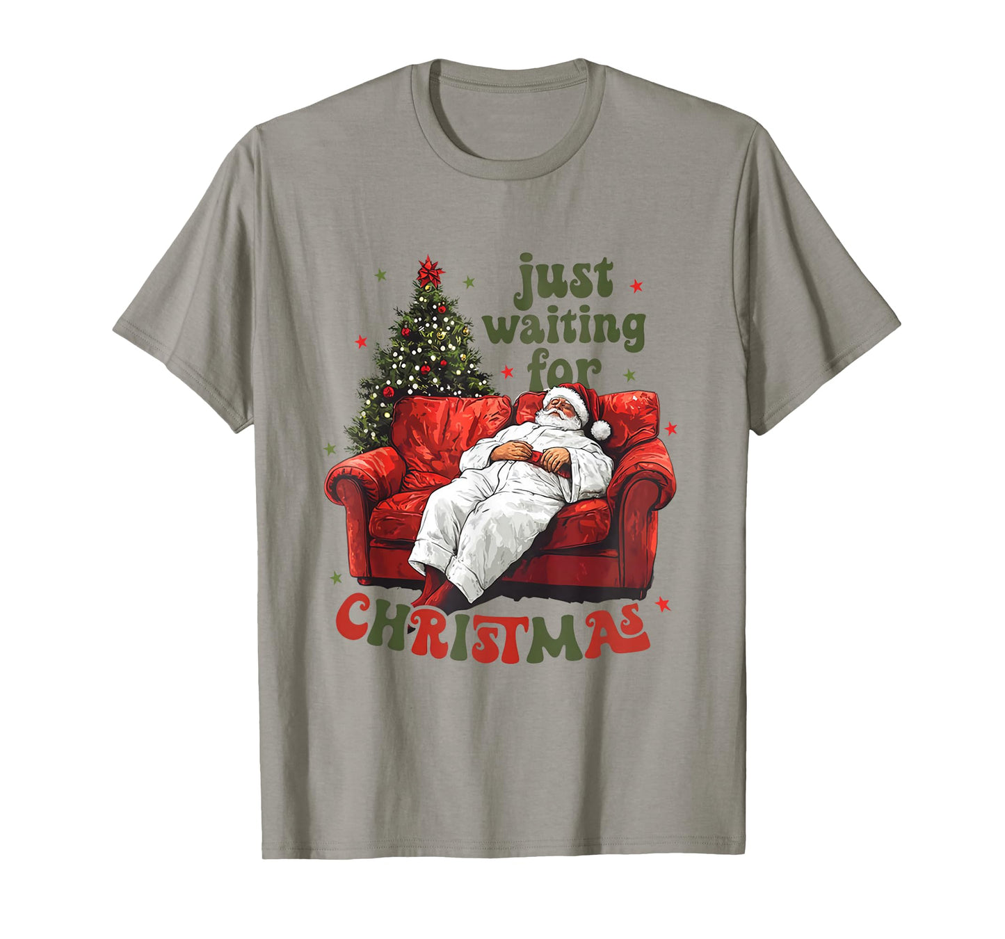 Lazy Santa Claus Relaxing On Couch Christmas Holiday Theme T-Shirt