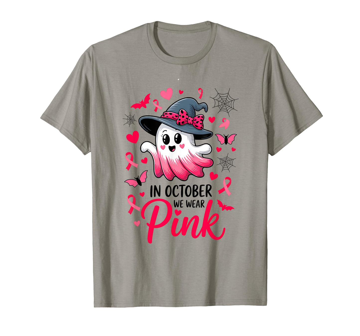 In October We Wear Pink Breast Cancer Awareness Halloween T-Shirt