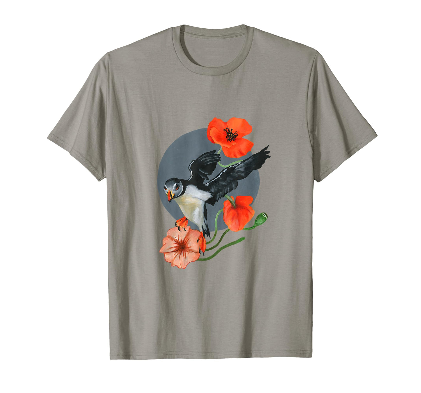 Atlantic Puffin and Flowers Bird fliers Divers Swimmers T-Shirt