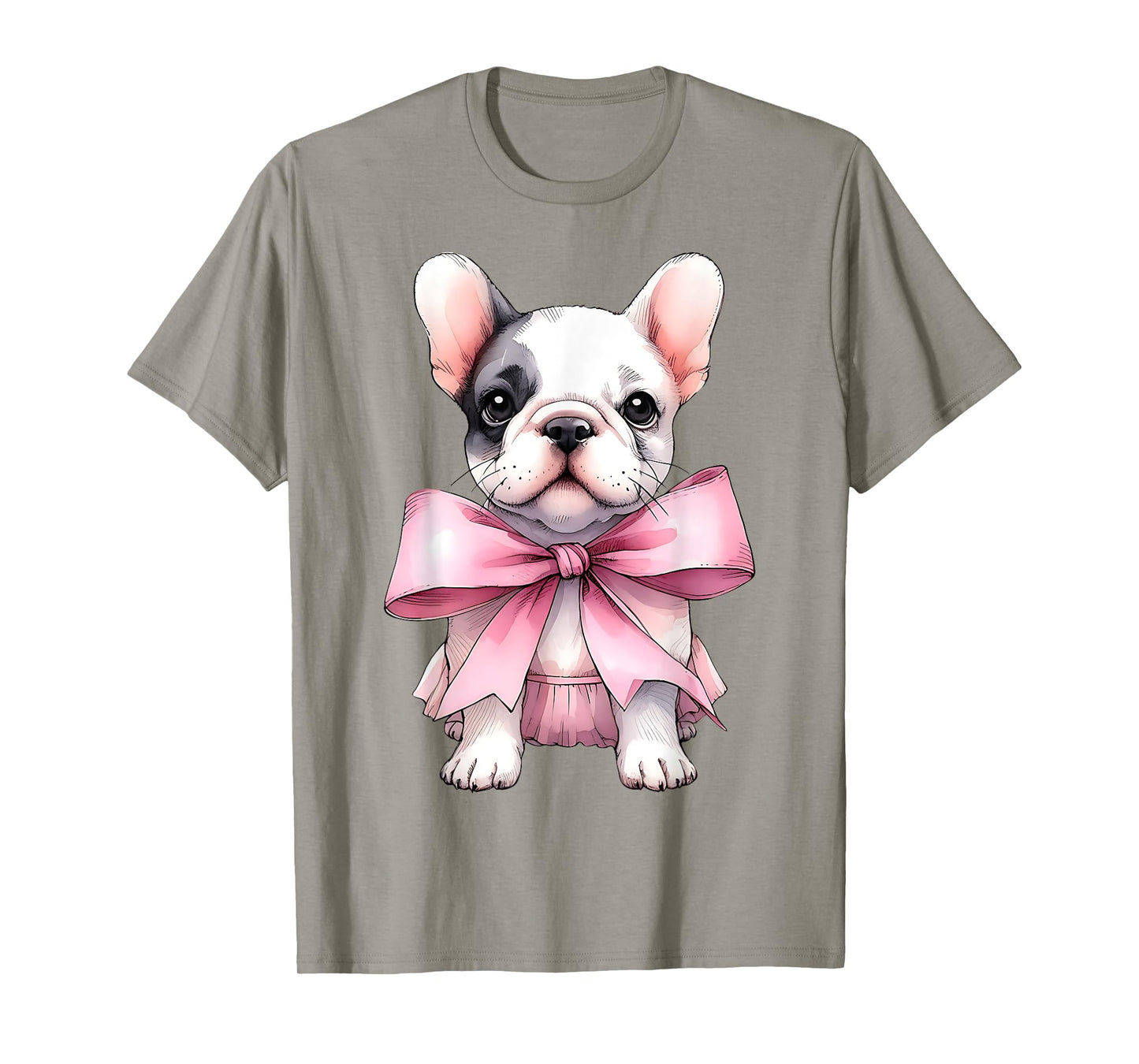 Coquette Bow French Bulldog Dog Frenchie Mom Pink Ribbon Mom T-Shirt