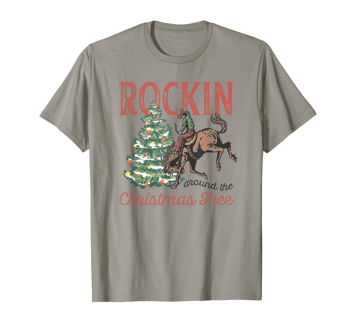 Rocking Around The Christmas Tree Vintage Country Cowboy T-Shirt