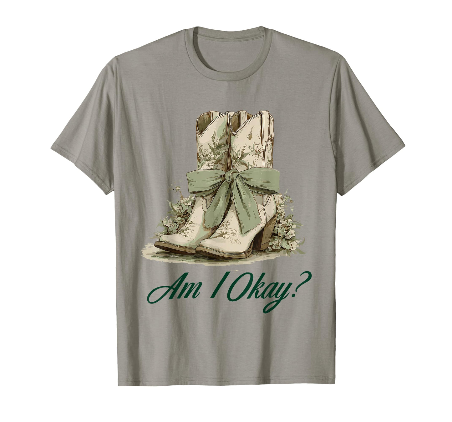 Am I Okay Boot Western Texas Cowgirl Coquette Bow Women Girl T-Shirt