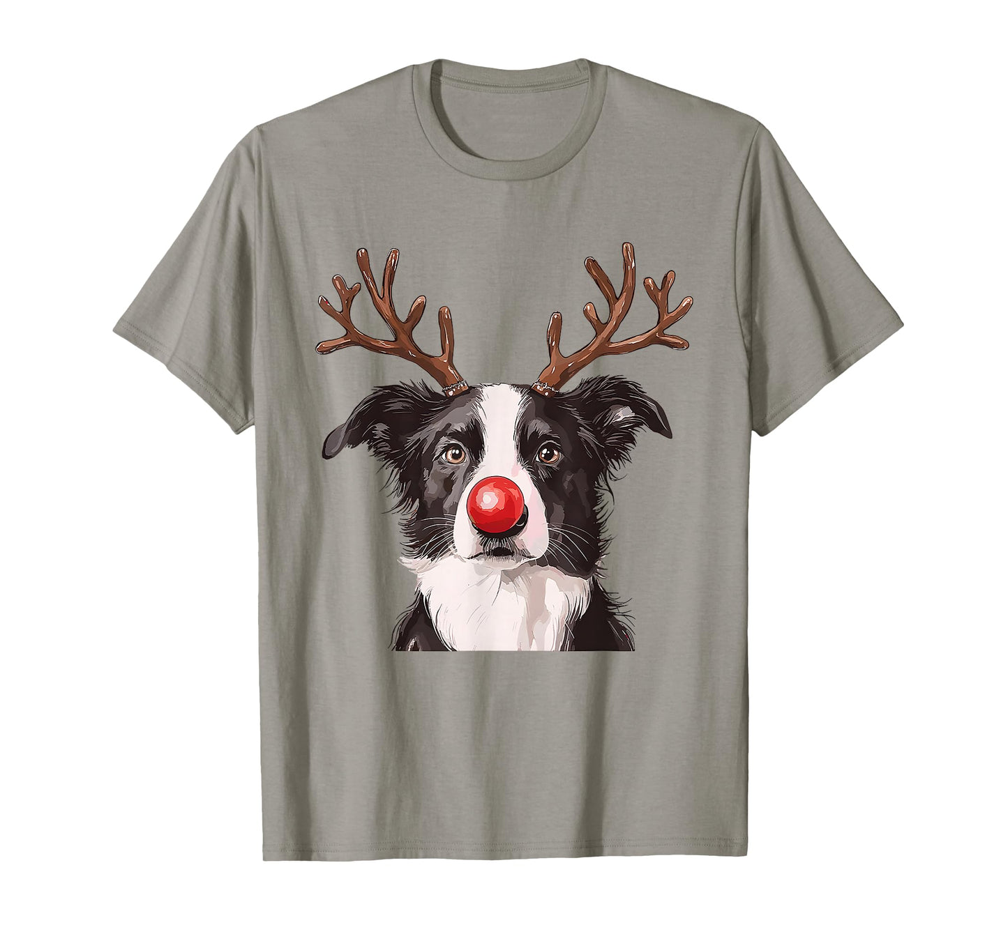Cute Merry Christmas Border Collie Dog Reindeer Christmas T-Shirt