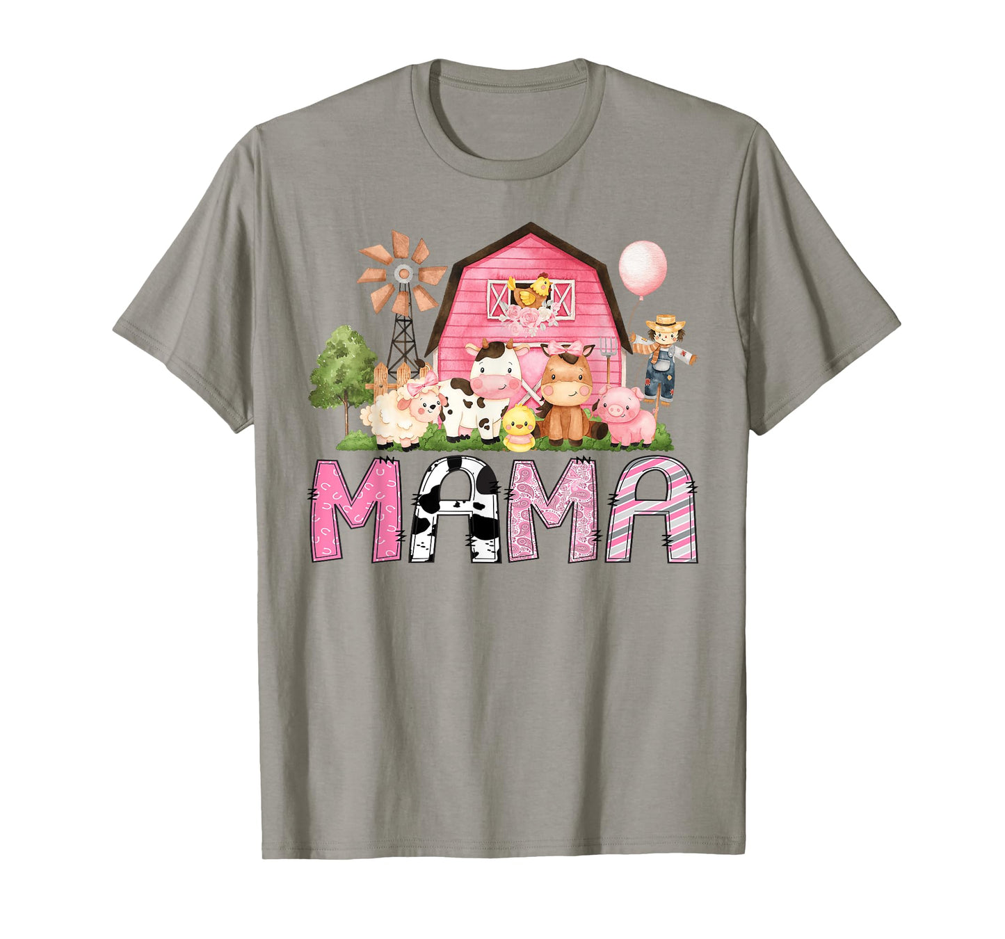 Mama Pink Farm Cow Lover Birthday Girl Matching T-Shirt