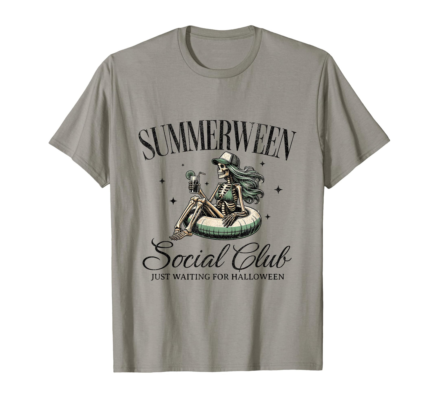 Summerween Social Club Halloween in Summer Pool Skeleton T-Shirt