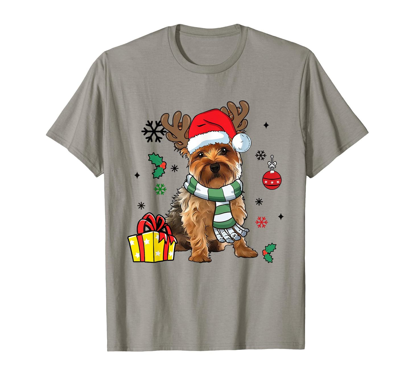 Yorkshire Terrier Yorkie Dog Reindeer Santa Merry Christmas T-Shirt