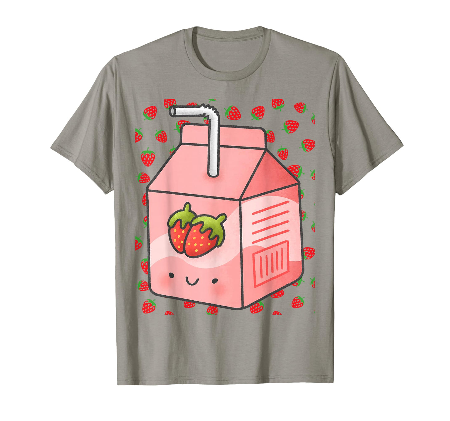 Mens Womens Japanese Pink Strawberry Milk Kawaii 90s Retro T-Shirt