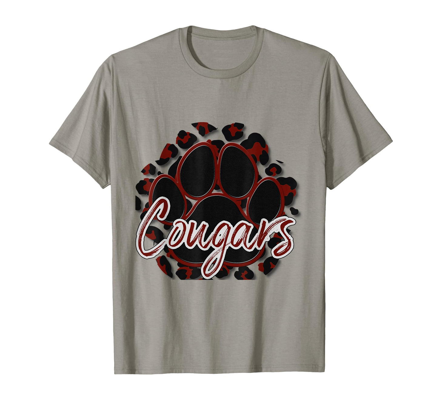 Cougar Maroon Black Cheetah School Sports Fan Team Spirit T-Shirt